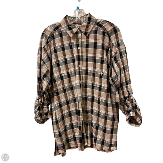 Blouse Long Sleeve By Max Studio In Plaid Pattern, Size: M