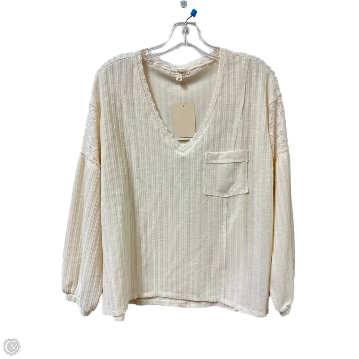 Top Long Sleeve By Love On A Hanger In Cream, Size: L