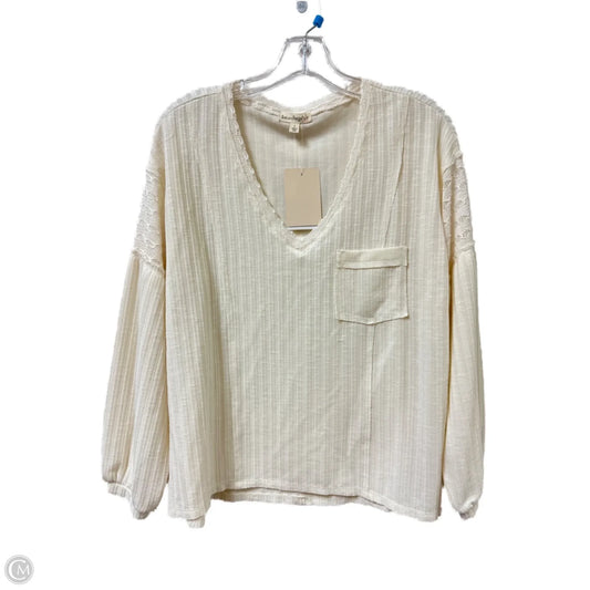Top Long Sleeve By Love On A Hanger In Cream, Size: L
