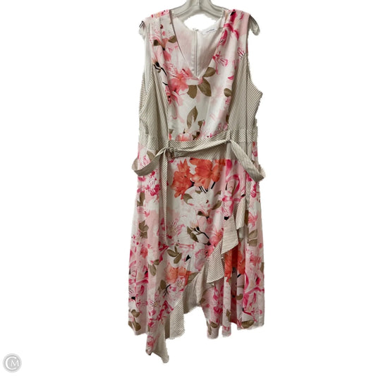 Dress Casual Maxi By Calvin Klein In Pink & White, Size: 2x