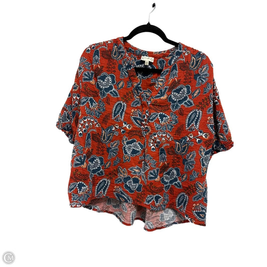 Top Short Sleeve By Wonderly In Blue & Orange, Size: M