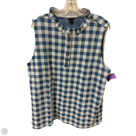 Top Sleeveless By Ann Taylor In Blue & White, Size: 1x