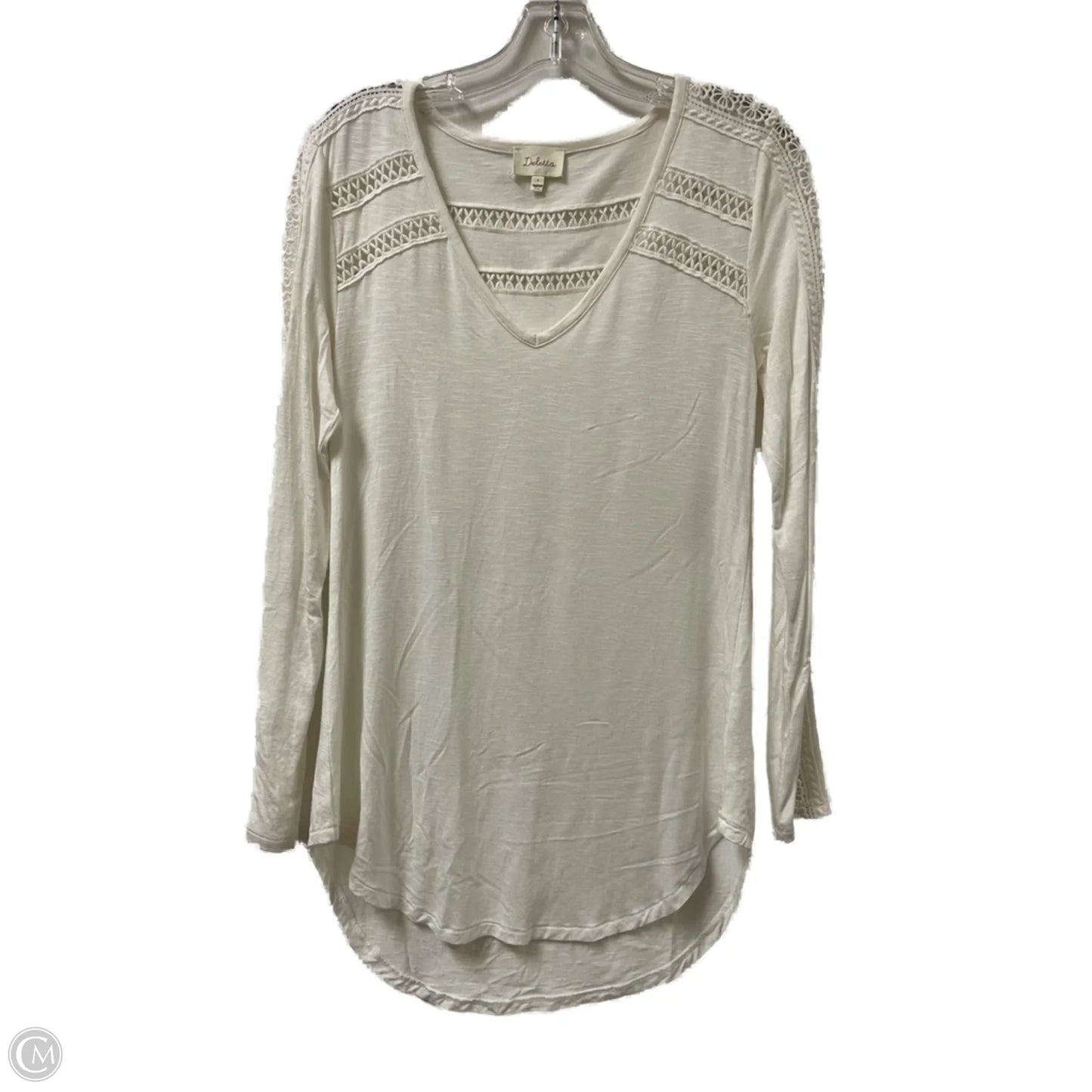 Top Long Sleeve By Deletta In White, Size: S