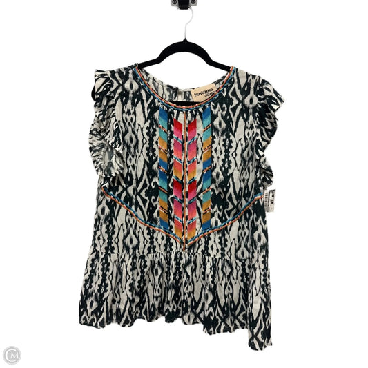 Top Short Sleeve By Savanna Jane In Black & White, Size: M