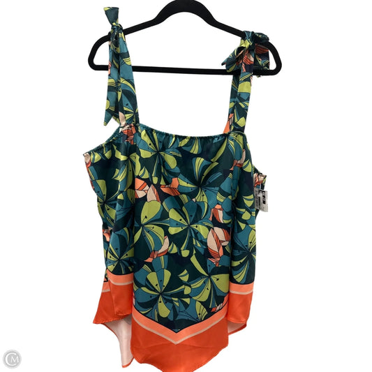 Top Sleeveless By Cato In Green & Orange, Size: 1x