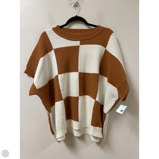 Sweater Short Sleeve By Clothes Mentor In Brown & White, Size: 2x