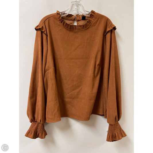 Top Long Sleeve By Shein In Brown, Size: 3x