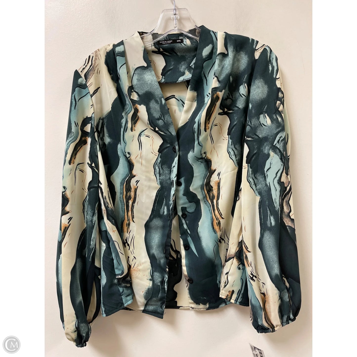 Top Long Sleeve By Shein In Black & Blue, Size: Xl