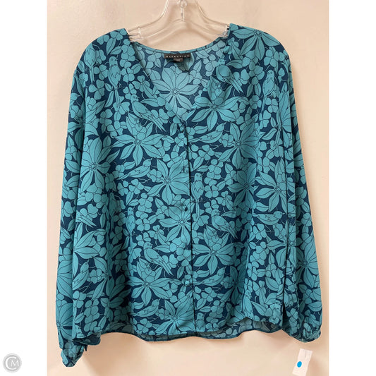 Blouse Long Sleeve By Attention In Blue, Size: Xl