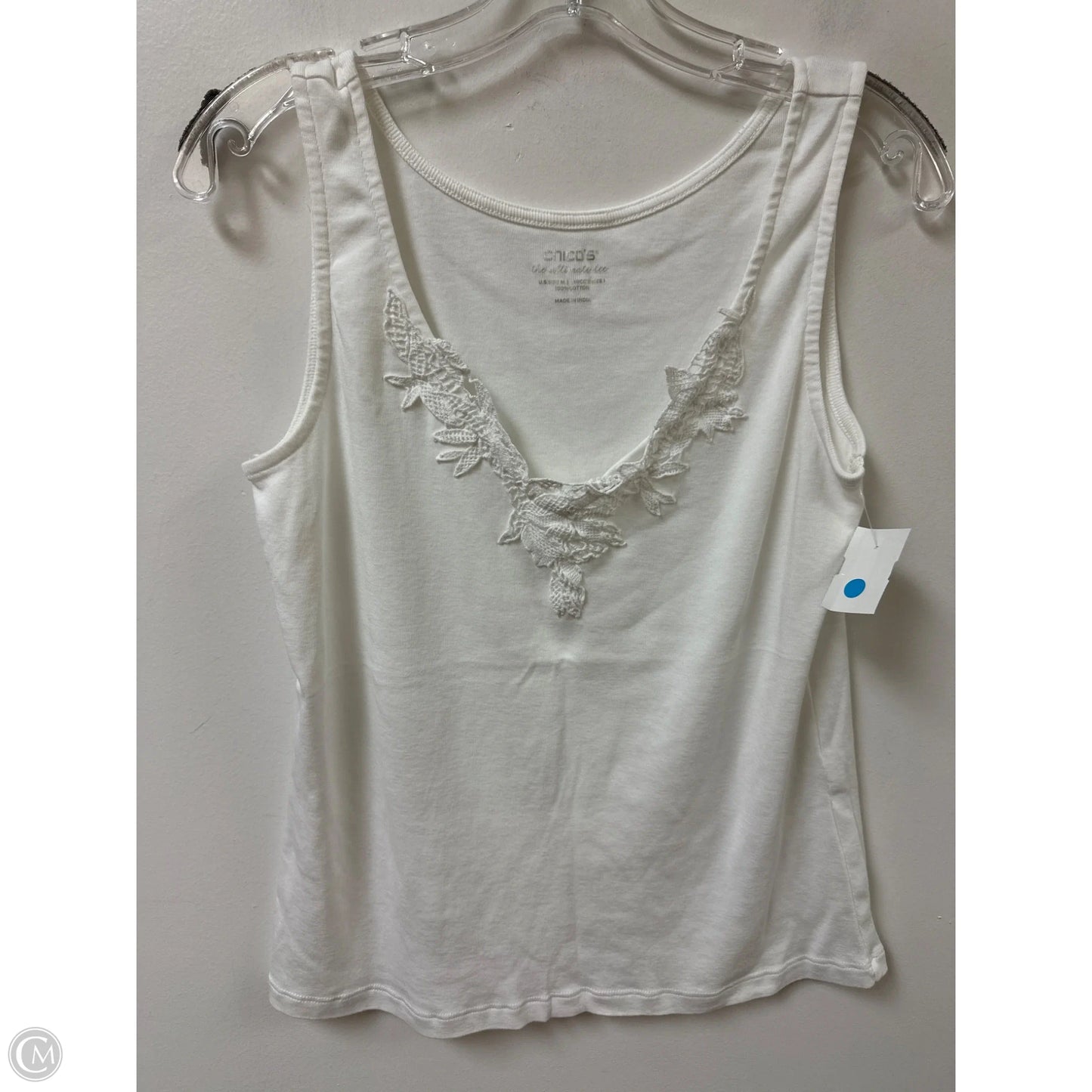 Top Sleeveless By Chicos In White, Size: M