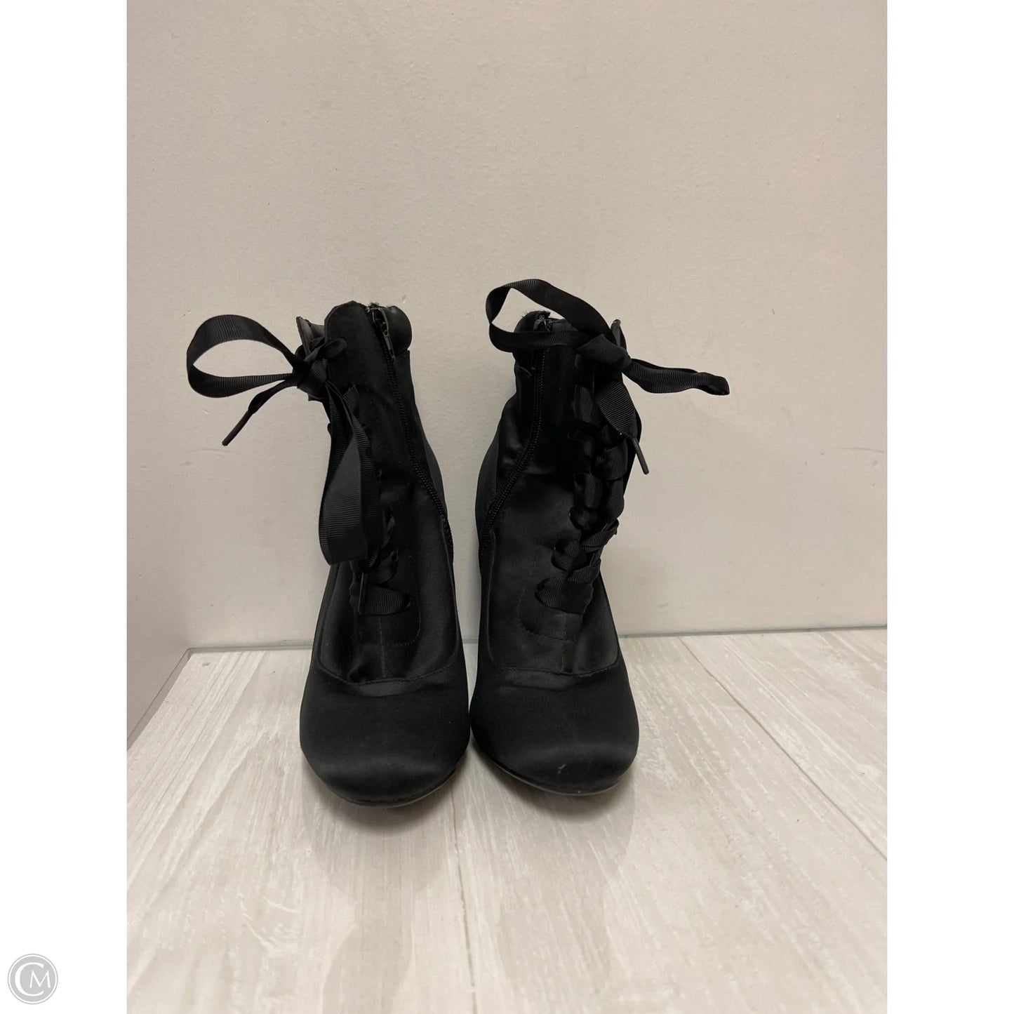 Boots Ankle Heels By Bamboo In Black, Size: 8