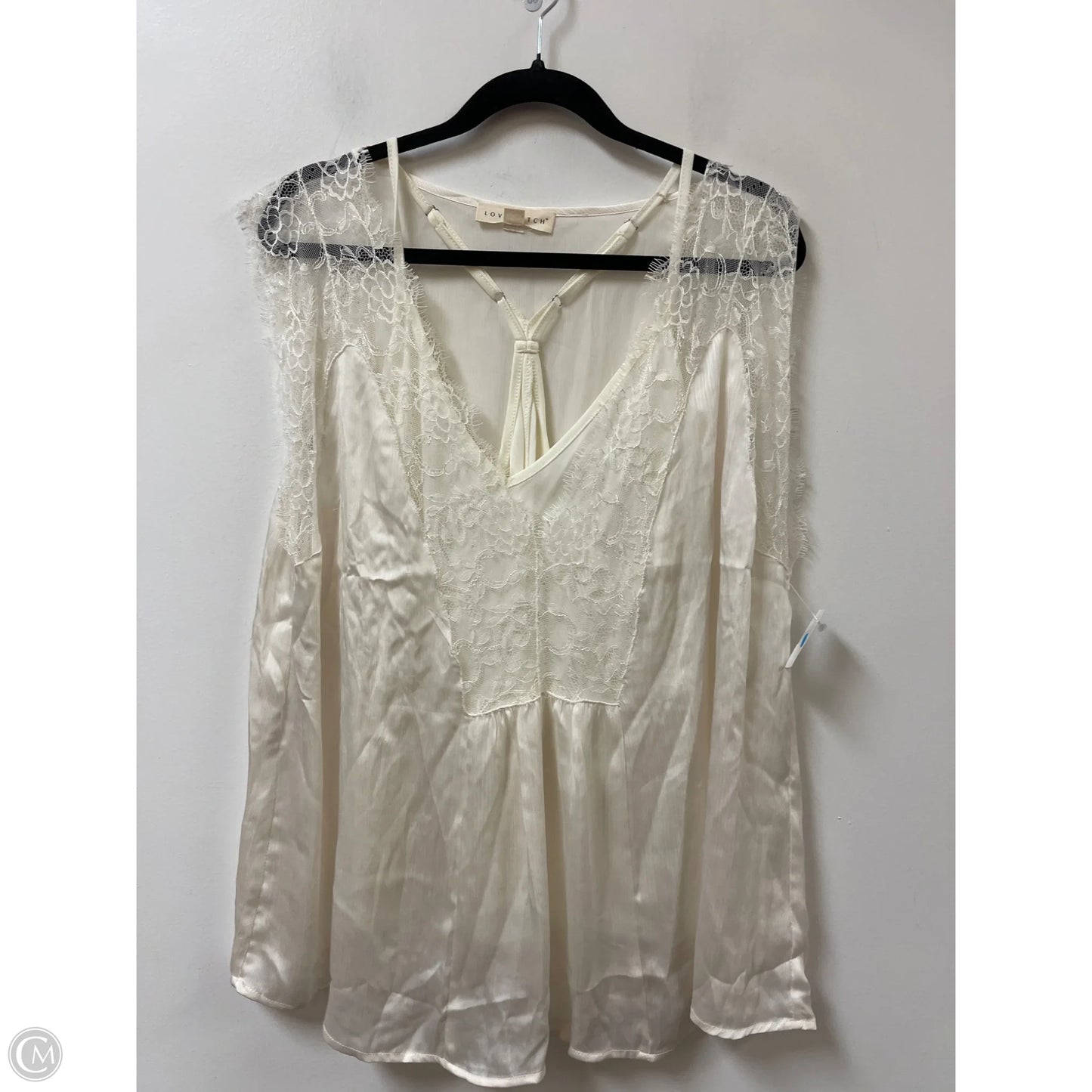 Top Short Sleeve By Love Stitch In White, Size: 1x