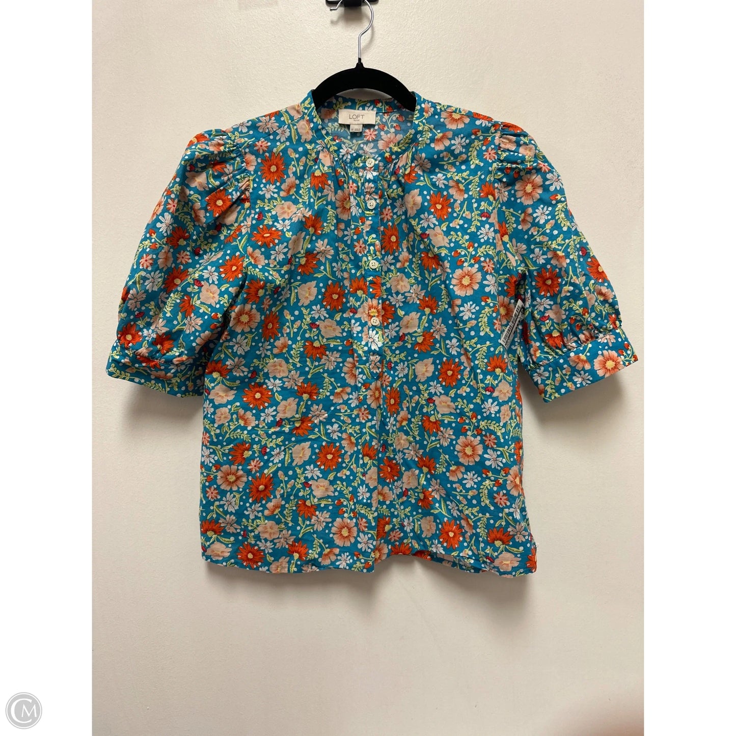 Top Short Sleeve By Loft In Blue & Orange, Size: Xs