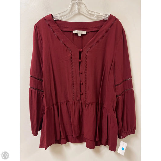 Top Long Sleeve By Loft In Red, Size: L