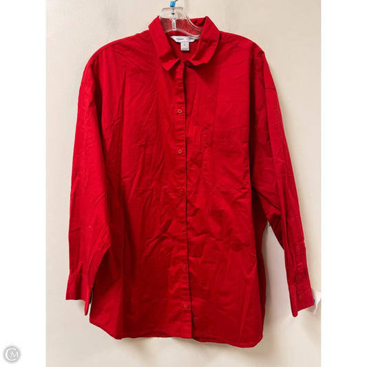 Blouse Long Sleeve By Old Navy In Red, Size: M