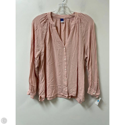 Blouse Long Sleeve By Old Navy In Pink, Size: L