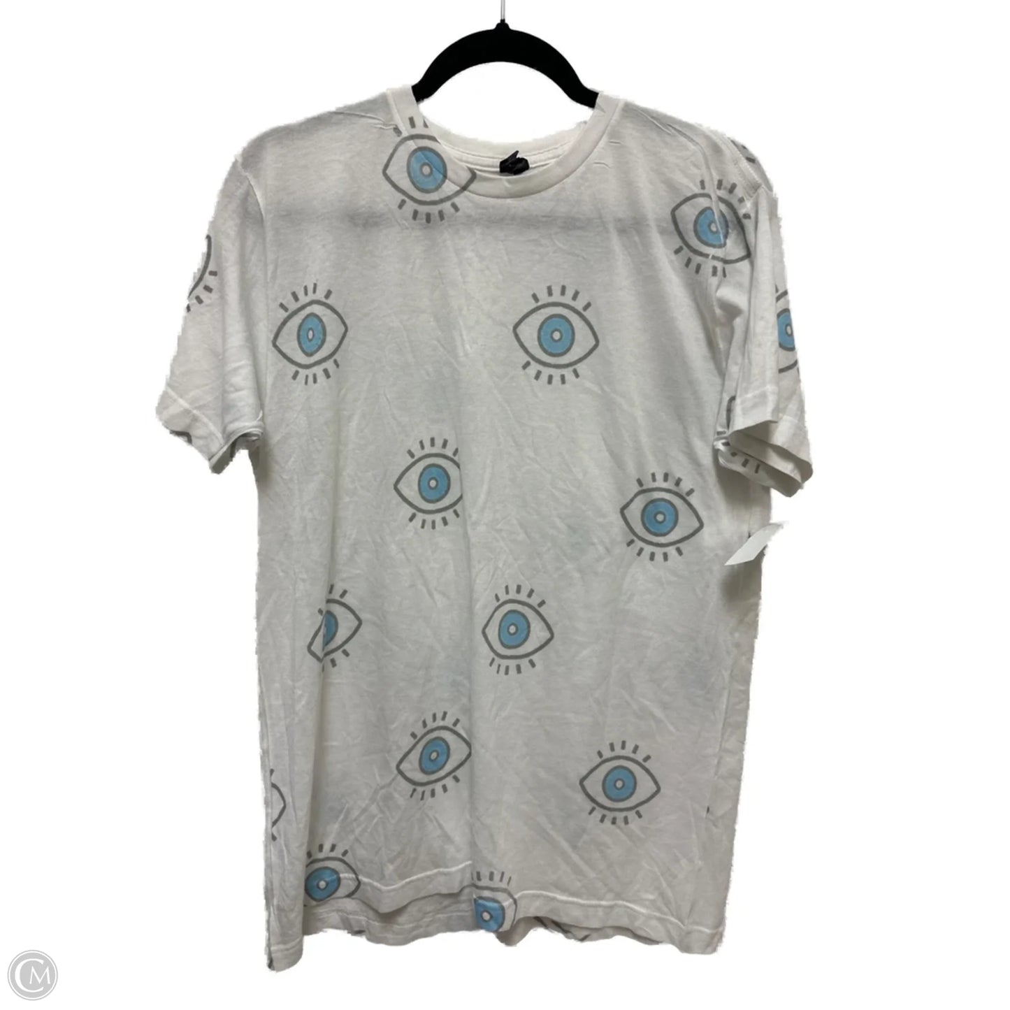 Top Short Sleeve By Clothes Mentor In Blue & White, Size: L