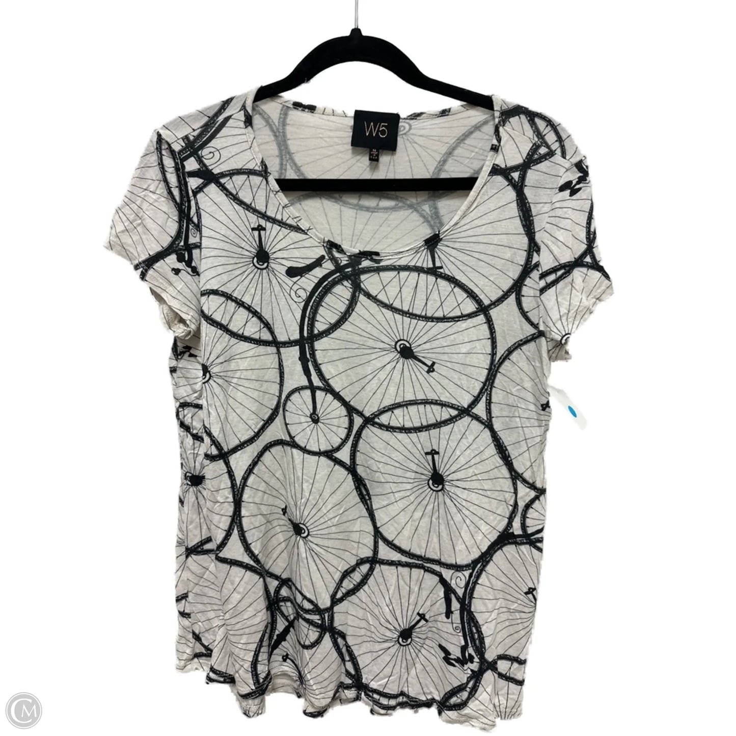 Top Short Sleeve By W5 In Black & White, Size: M