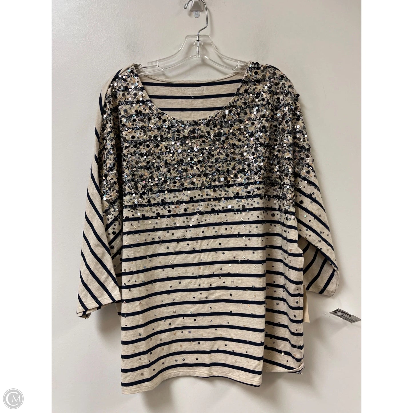 Top Long Sleeve By Coldwater Creek In Blue & Cream, Size: Xl