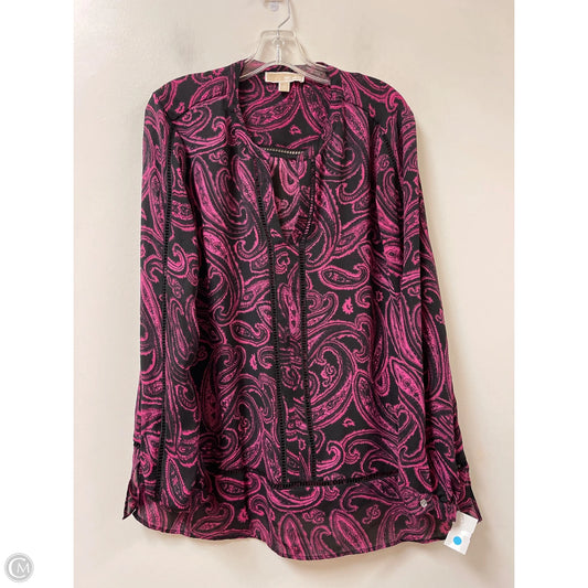 Top Long Sleeve By Michael By Michael Kors In Black & Pink, Size: Xl
