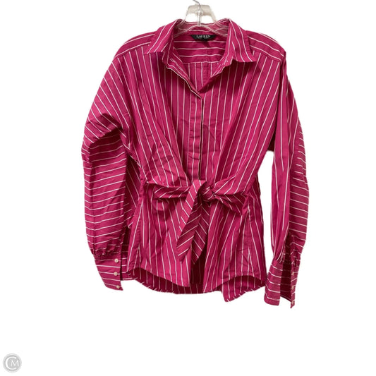 Blouse Long Sleeve By Lauren By Ralph Lauren In Pink, Size: M