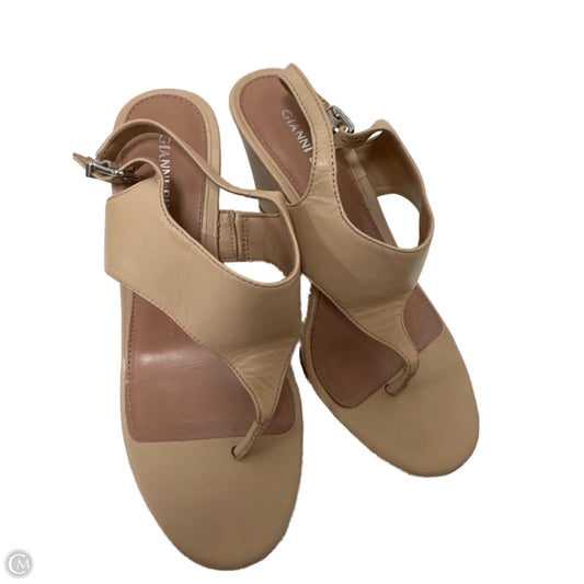 Sandals Heels Wedge By Gianni Bini In Cream, Size: 8