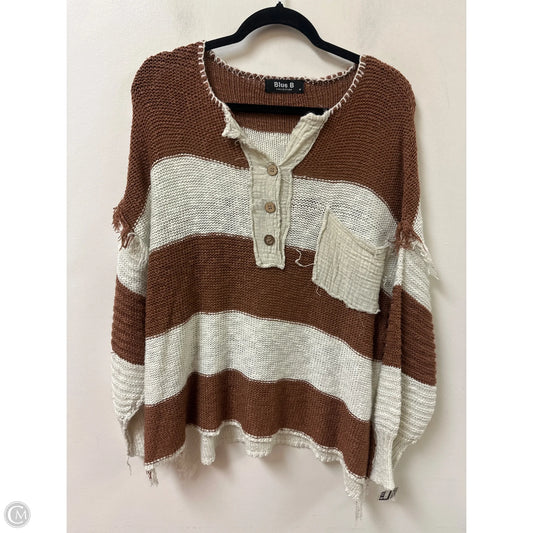 Sweater By Blue B In Brown & Cream, Size: M