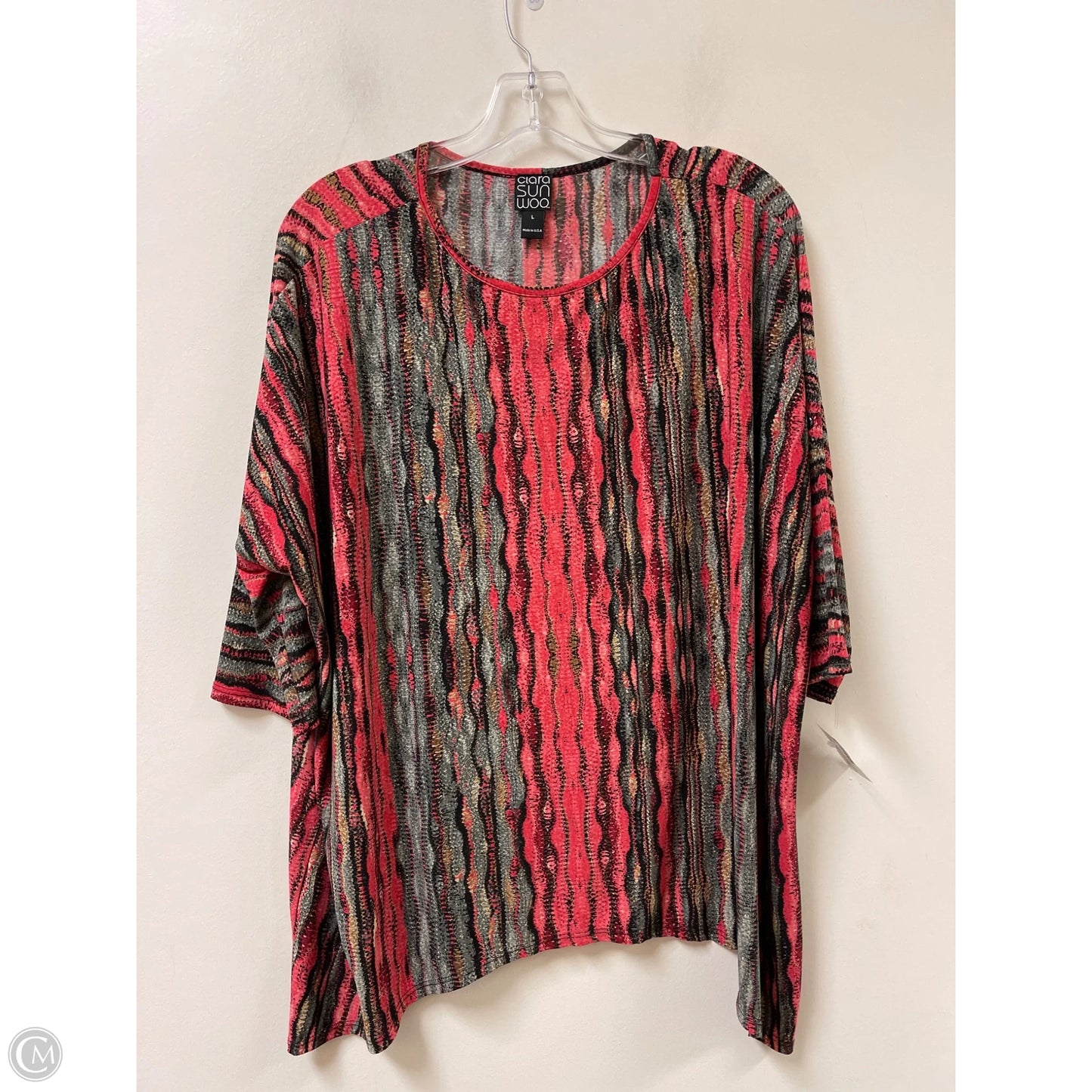Top Long Sleeve By Clara Sun Woo In Black & Pink, Size: L