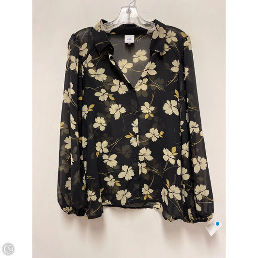 Blouse Long Sleeve By Cabi In Black & Cream, Size: S