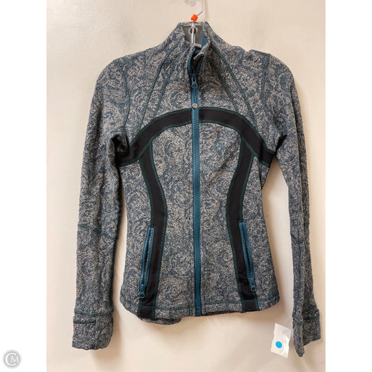 Athletic Jacket By Lululemon In Black & Blue, Size: 4