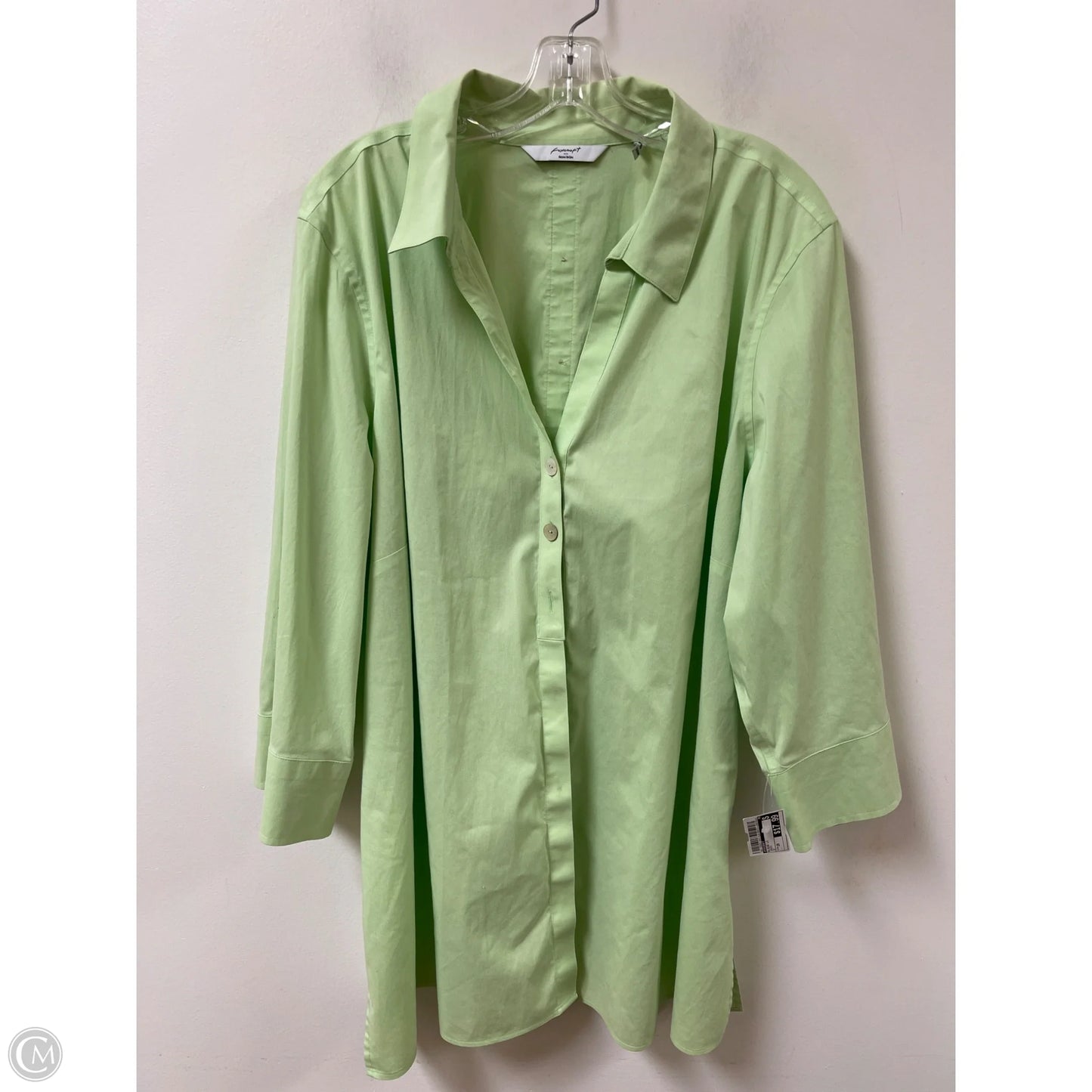 Blouse Long Sleeve By Foxcroft In Green, Size: 2x