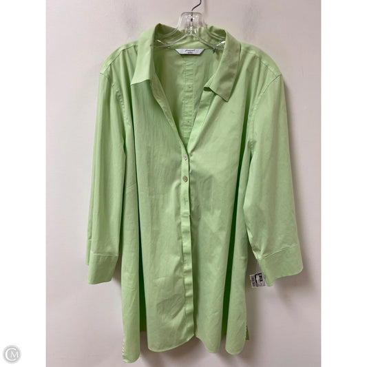 Blouse Long Sleeve By Foxcroft In Green, Size: 2x