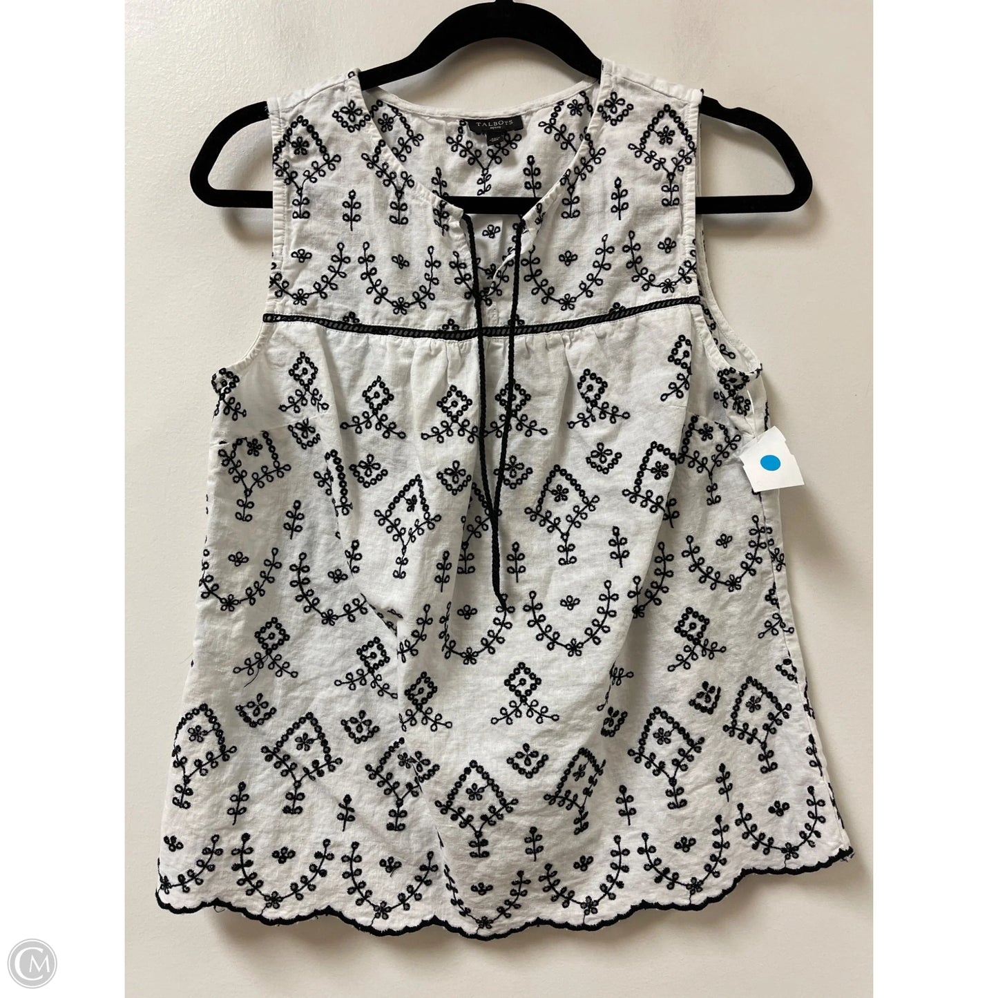 Top Sleeveless By Talbots In Black & White, Size: Mp