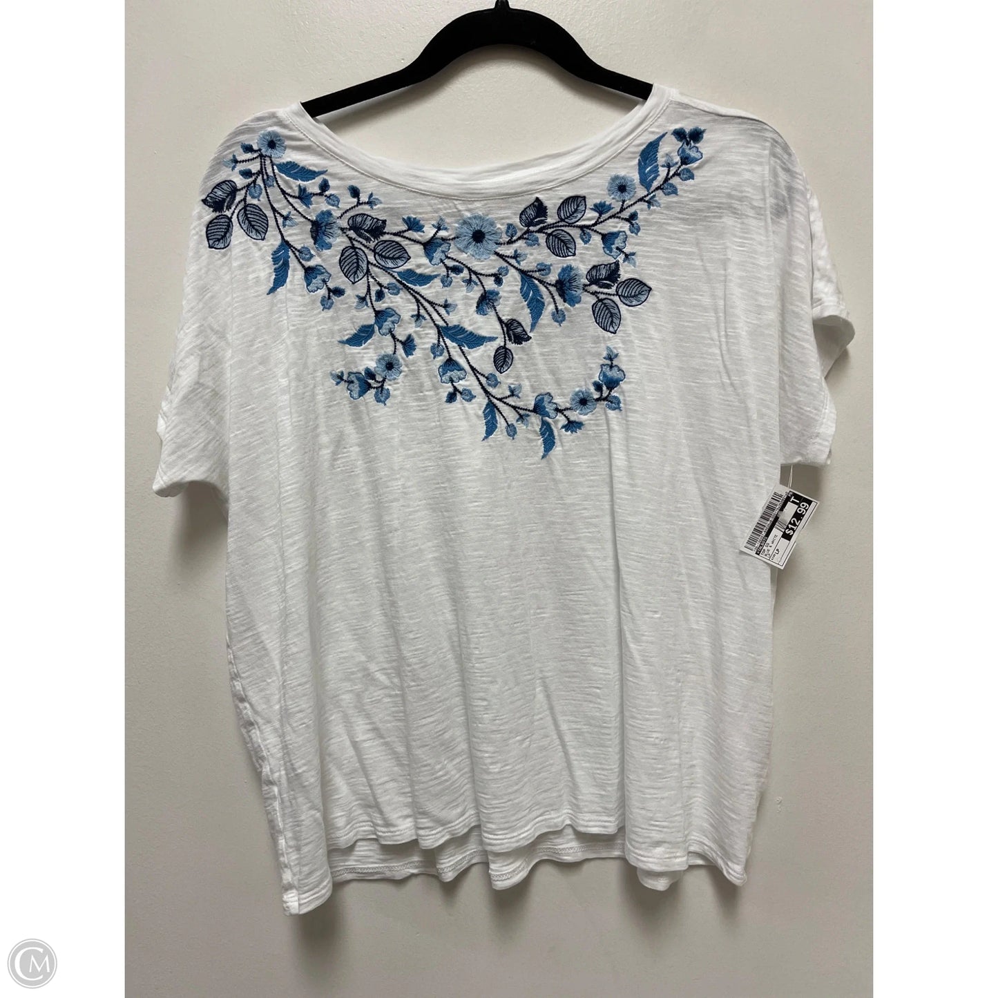 Top Short Sleeve By Talbots In Blue & White, Size: Lp