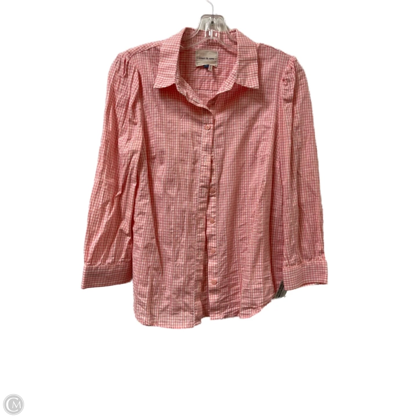 Blouse Long Sleeve By Clothes Mentor In Pink & White, Size: M