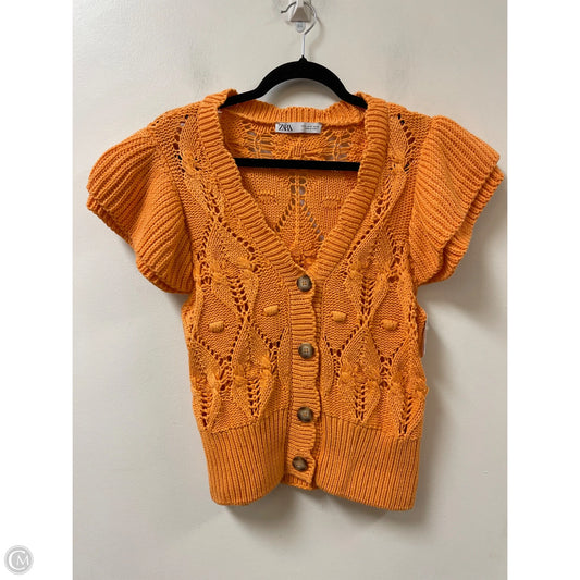 Sweater Short Sleeve By Zara In Orange, Size: M