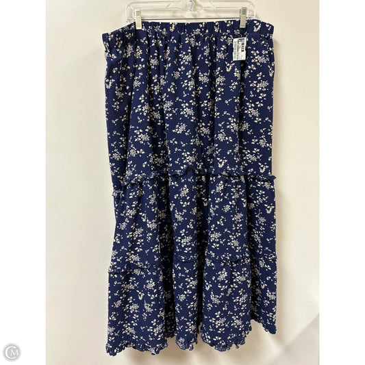 Skirt Midi By Lane Bryant In Blue & White, Size: 22