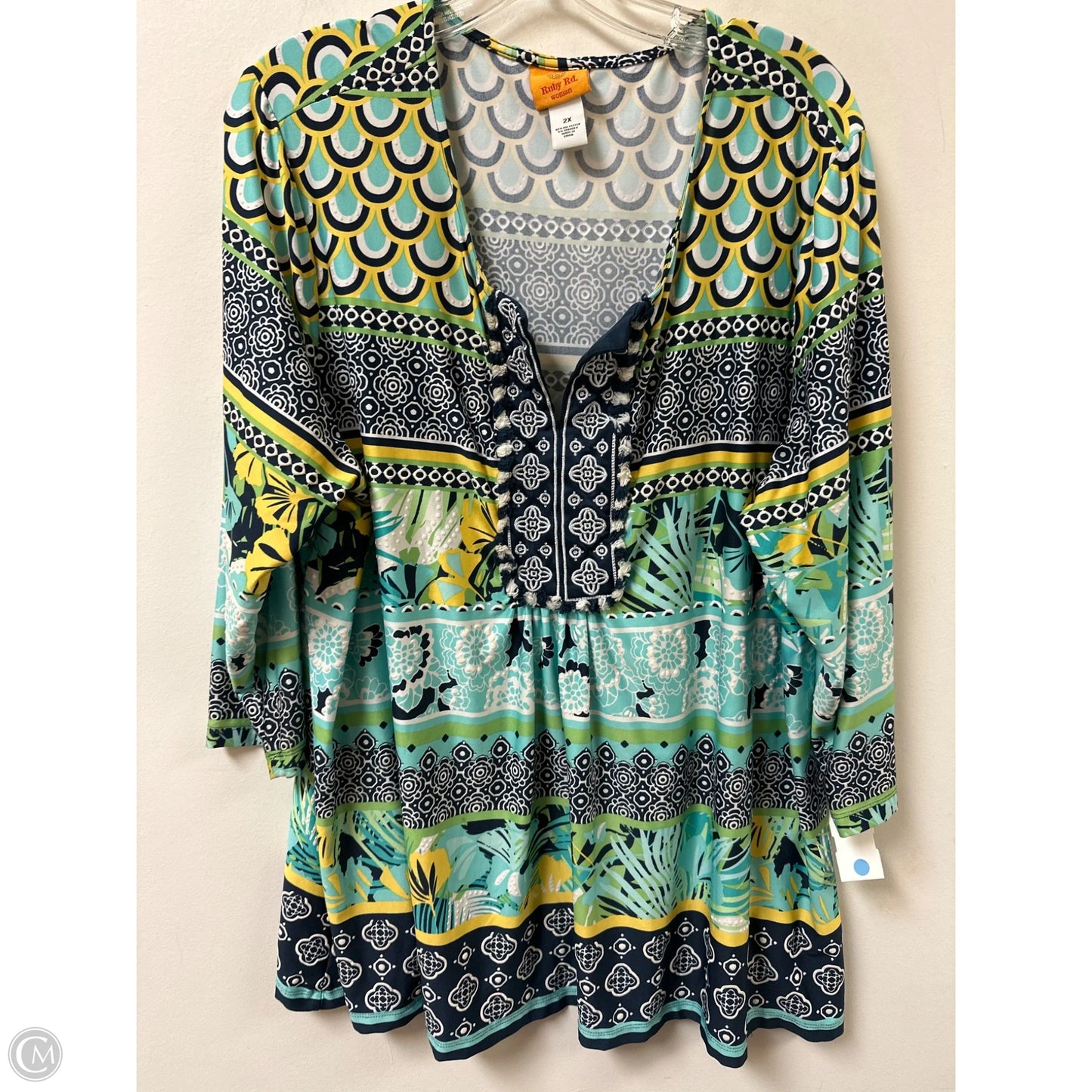 Top Long Sleeve By Ruby Rd In Blue & Green, Size: 2x