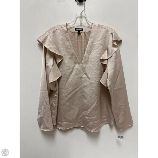 Top Long Sleeve By Express In Cream, Size: M