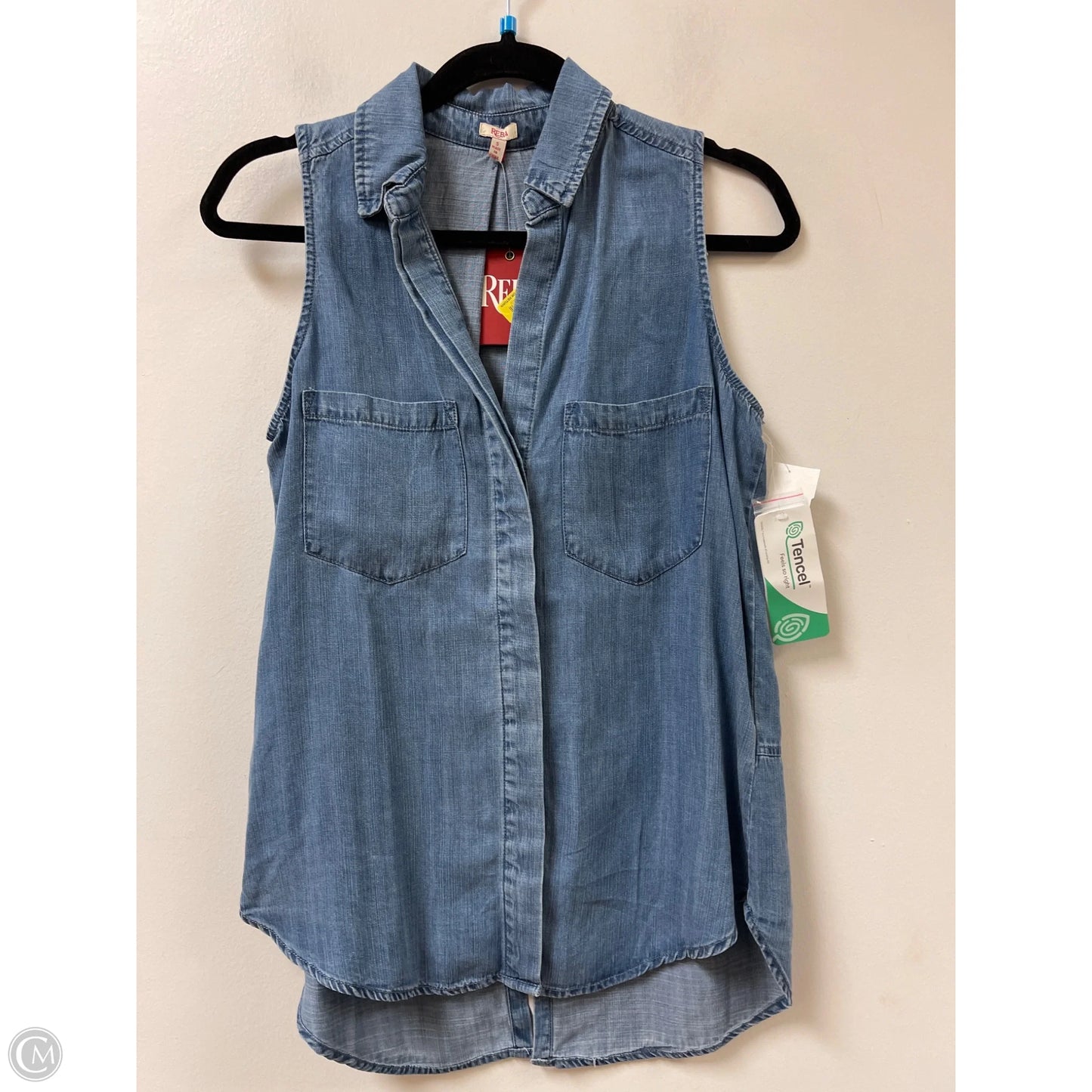 Blouse Sleeveless By Reba In Blue, Size: S