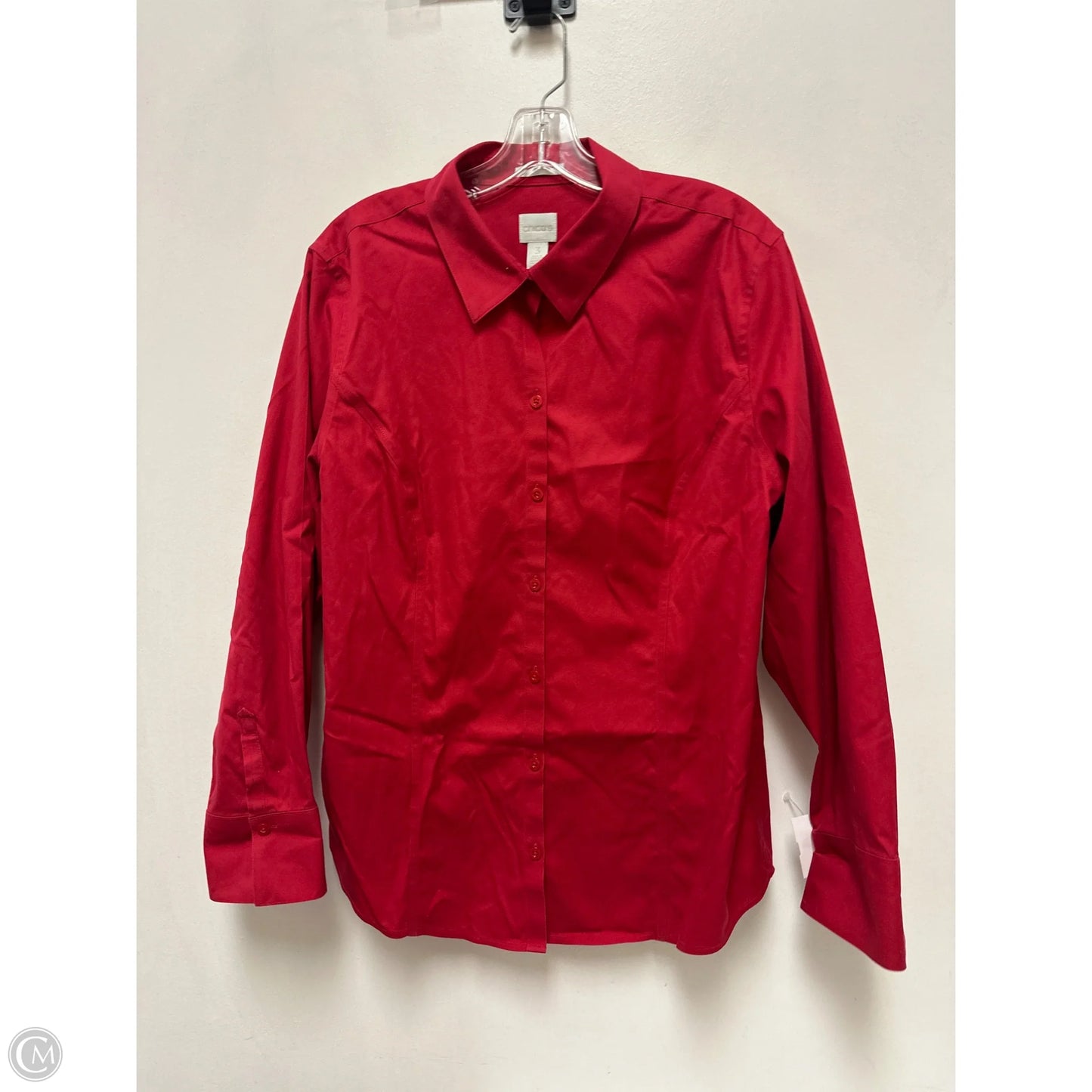 Blouse Long Sleeve By Chicos In Red, Size: Xl