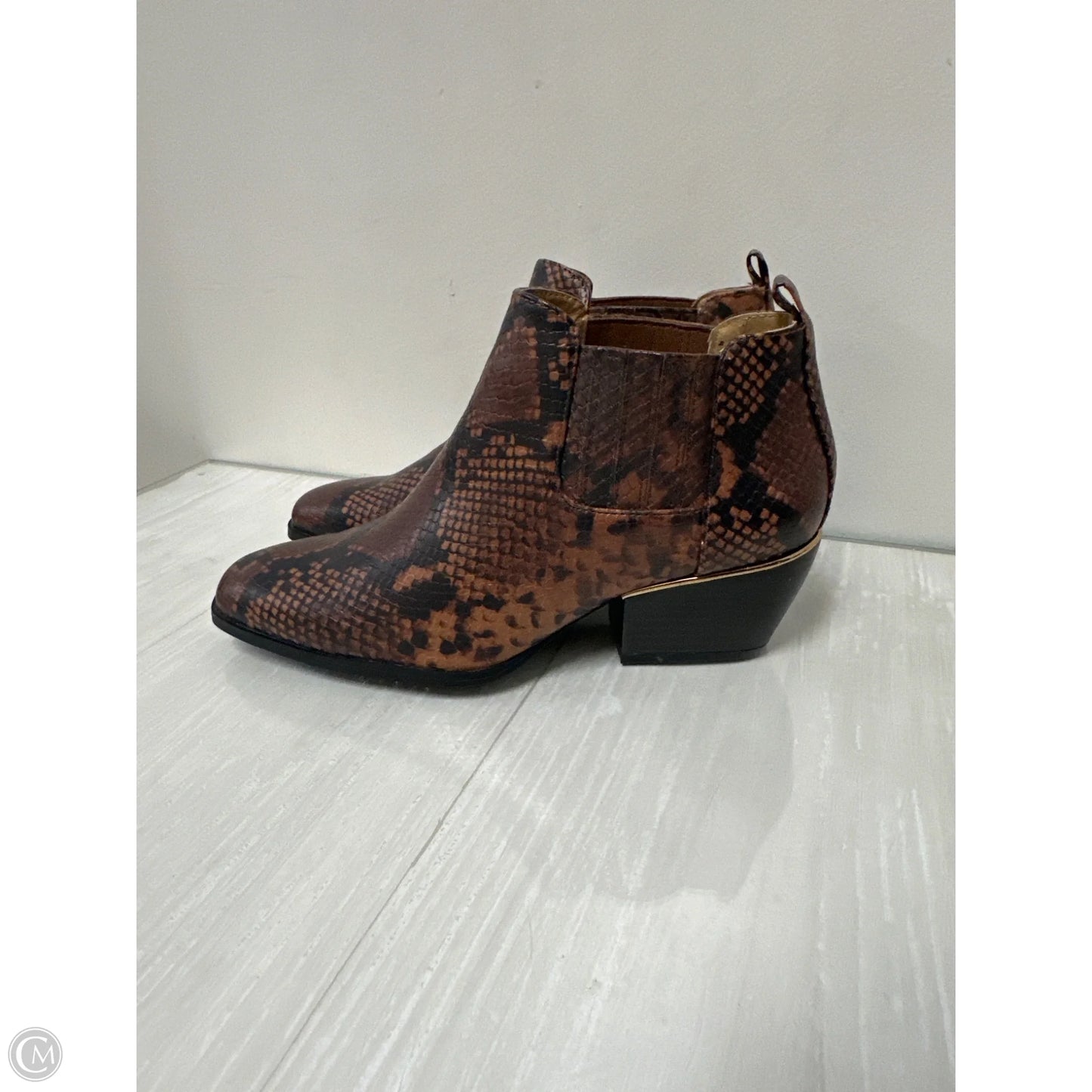 Boots Ankle Flats By New Directions In Snakeskin Print, Size: 8