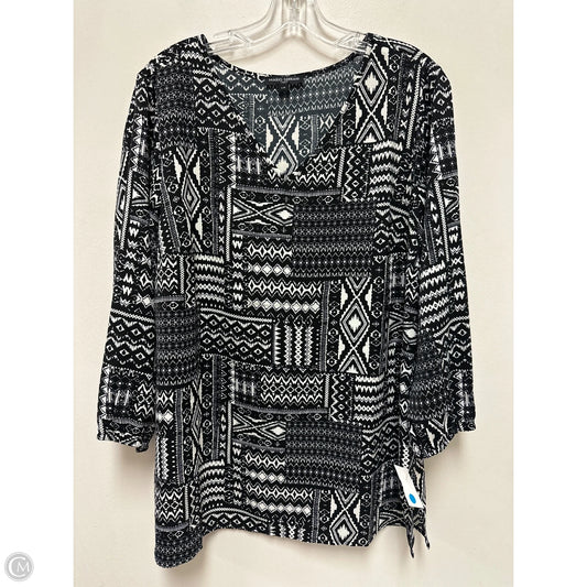 Top Long Sleeve By Mario Serrani In Black & White, Size: L