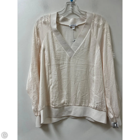 Top Long Sleeve By Express In White, Size: L