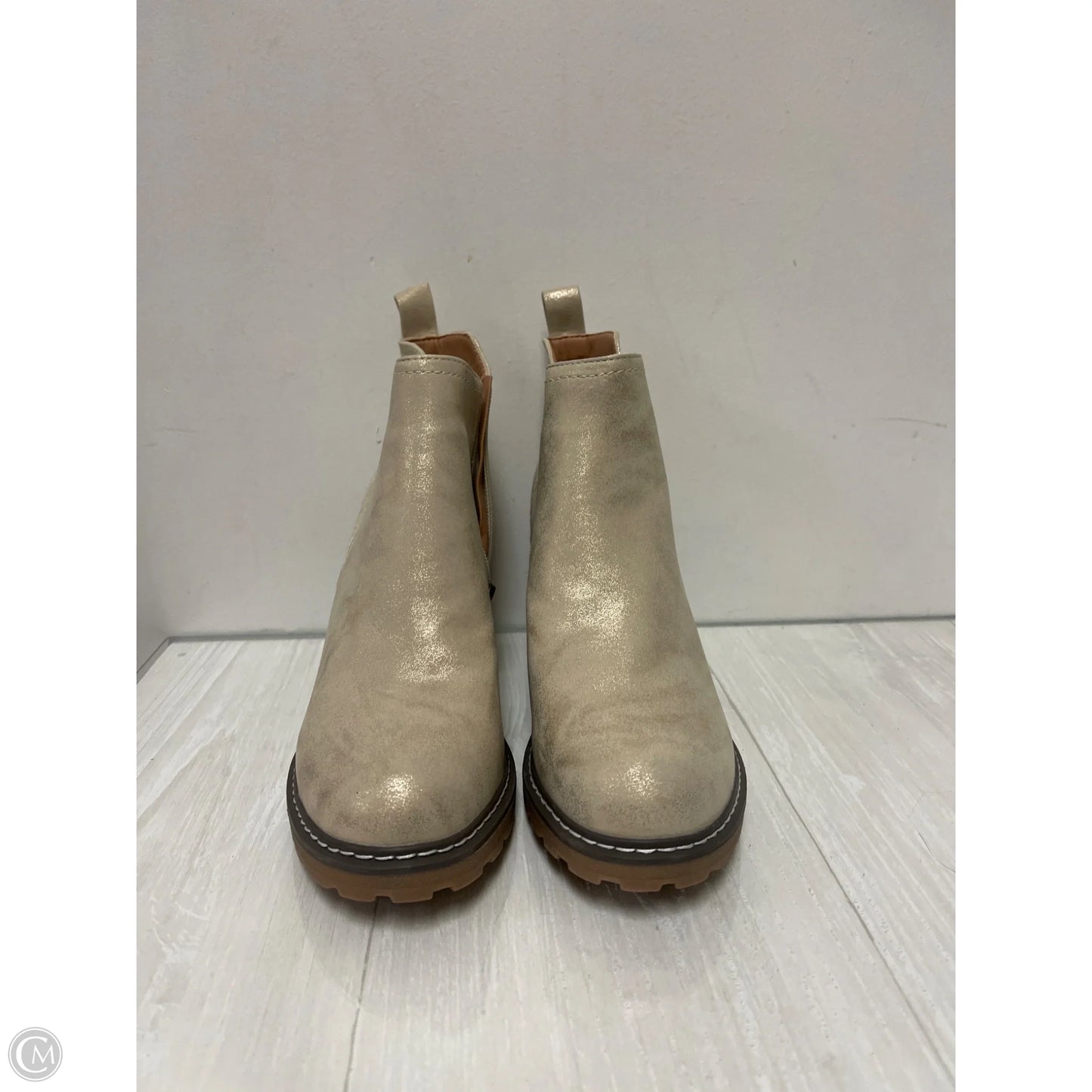 Boots Ankle Heels By Corkys In Gold, Size: 10