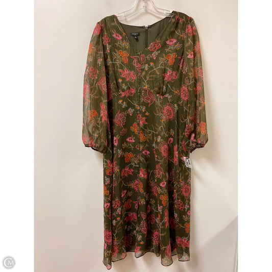 Dress Casual Maxi By Talbots In Green & Pink, Size: Xlp
