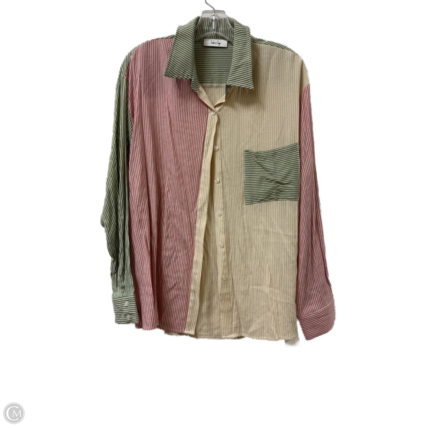 Blouse Long Sleeve By Clothes Mentor In Striped Pattern, Size: L