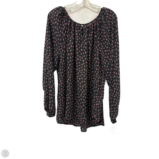 Top Long Sleeve By Chaps In Black & Red, Size: Xl