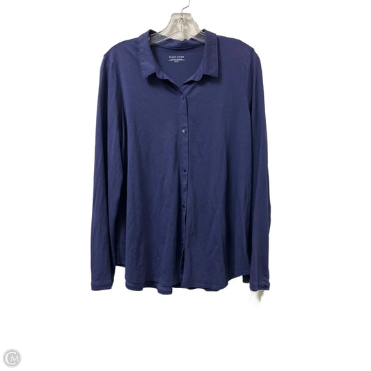Blouse Long Sleeve By Eileen Fisher In Blue, Size: Xl