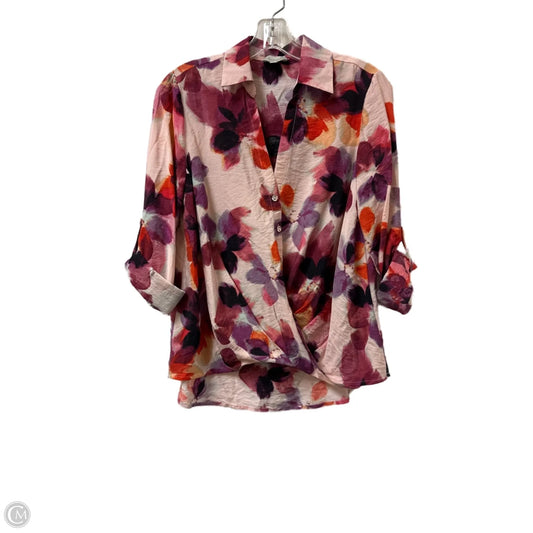 Blouse 3/4 Sleeve By Chenault In Purple & Red, Size: S